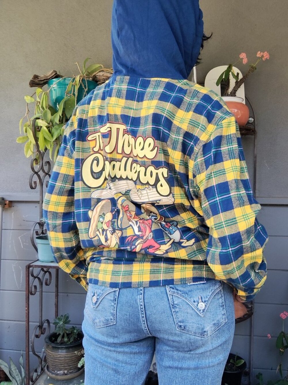 Disney Three Caballeros Plaid Flannel Shirt Jacket L